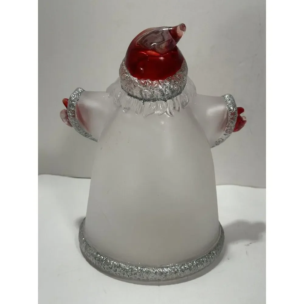 Unique Father Christmas Container Heavy Frosted Plastic Glass Like Red Hands 10”
